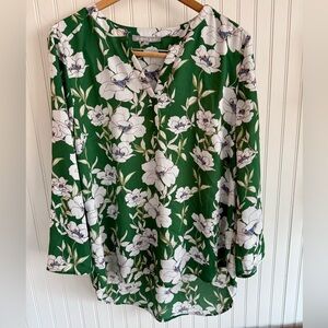 Daniel Rainn Green Floral Blouse size L